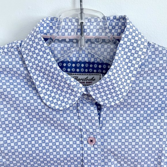 BARILOCHE Vintage made in Spain cotton spandex blue fit shirt S - Picture 2 of 8